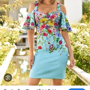 Floral Print Cold Shoulder Dress